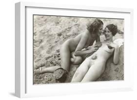 Two Nudes on Beach-null-Framed Art Print