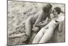 Two Nudes on Beach-null-Mounted Art Print