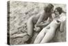 Two Nudes on Beach-null-Stretched Canvas