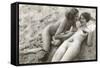Two Nudes on Beach-null-Framed Stretched Canvas