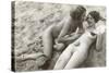 Two Nudes on Beach-null-Stretched Canvas