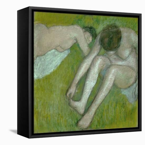 Two nudes. Pastel R. F. 29950.-Edgar Degas-Framed Stretched Canvas