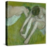 Two nudes. Pastel R. F. 29950.-Edgar Degas-Stretched Canvas