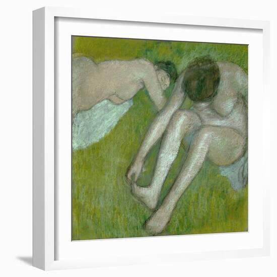 Two nudes. Pastel R. F. 29950.-Edgar Degas-Framed Giclee Print