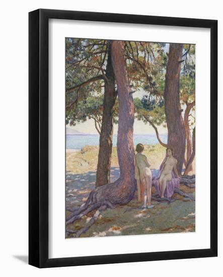 Two Nudes under Pine-Trees-Theo Rysselberghe-Framed Giclee Print