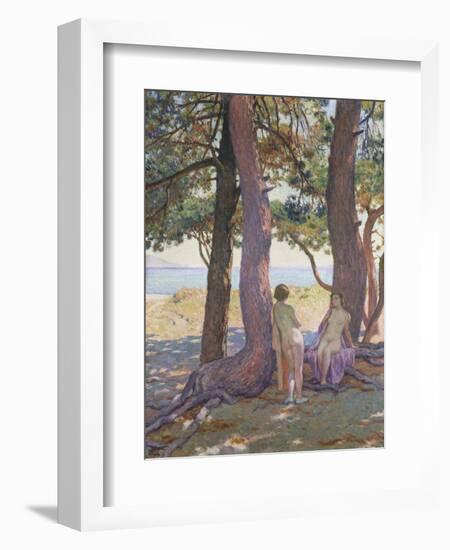 Two Nudes under Pine-Trees-Theo Rysselberghe-Framed Giclee Print