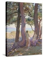 Two Nudes under Pine-Trees-Theo Rysselberghe-Stretched Canvas