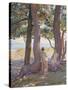 Two Nudes under Pine-Trees-Theo Rysselberghe-Stretched Canvas