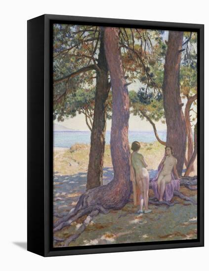 Two Nudes under Pine-Trees-Theo Rysselberghe-Framed Stretched Canvas