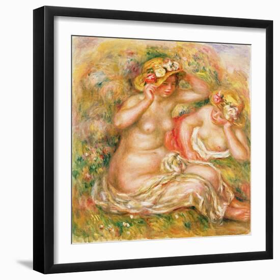 Two Nudes Wearing Hats-Pierre-Auguste Renoir-Framed Giclee Print