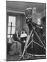 Two Nuns Smiling from the Wings While the Third Is Operating the Large TV Camera-null-Mounted Photographic Print