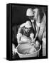 Two Nurses Bath a Baby-null-Framed Stretched Canvas