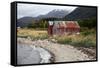 Two Old Boat Sheds, Balsfjord, Troms, North Norway, Norway, Scandinavia, Europe-David Lomax-Framed Stretched Canvas