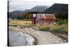 Two Old Boat Sheds, Balsfjord, Troms, North Norway, Norway, Scandinavia, Europe-David Lomax-Stretched Canvas