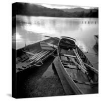 Two Old Boats by Lake Side, Derwentwater, Lake District National Park, Cumbria, England, UK-Lee Frost-Stretched Canvas