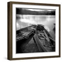 Two Old Boats by Lake Side, Derwentwater, Lake District National Park, Cumbria, England, UK-Lee Frost-Framed Photographic Print