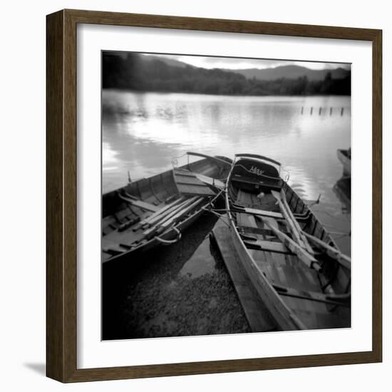 Two Old Boats by Lake Side, Derwentwater, Lake District National Park, Cumbria, England, UK-Lee Frost-Framed Photographic Print