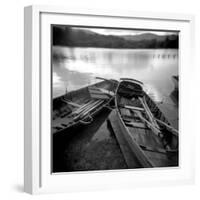 Two Old Boats by Lake Side, Derwentwater, Lake District National Park, Cumbria, England, UK-Lee Frost-Framed Photographic Print