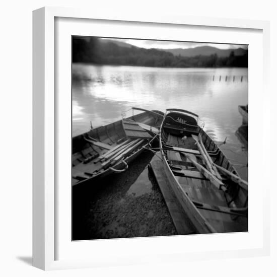 Two Old Boats by Lake Side, Derwentwater, Lake District National Park, Cumbria, England, UK-Lee Frost-Framed Photographic Print