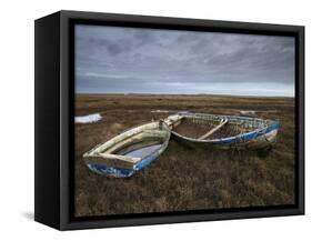 Two Old Boats on the Saltmarshes at Burnham Deepdale, Norfolk, England-Jon Gibbs-Framed Stretched Canvas