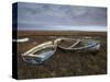 Two Old Boats on the Saltmarshes at Burnham Deepdale, Norfolk, England-Jon Gibbs-Stretched Canvas