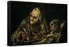 Two Old Men Eating, One of the Black Paintings from the Quinta Del Sordo, Goya's House, 1819-1823-Francisco de Goya-Framed Stretched Canvas