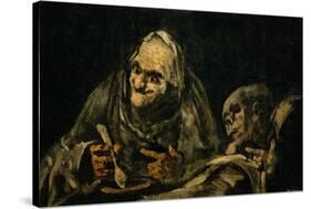 Two Old Men Eating, One of the Black Paintings from the Quinta Del Sordo, Goya's House, 1819-1823-Francisco de Goya-Stretched Canvas