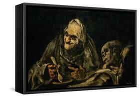Two Old Men Eating, One of the Black Paintings from the Quinta Del Sordo, Goya's House, 1819-1823-Francisco de Goya-Framed Stretched Canvas