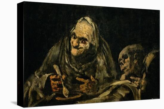 Two Old Men Eating, One of the Black Paintings from the Quinta Del Sordo, Goya's House, 1819-1823-Francisco de Goya-Stretched Canvas