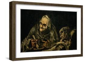 Two Old Men Eating, One of the Black Paintings from the Quinta Del Sordo, Goya's House, 1819-1823-Francisco de Goya-Framed Giclee Print