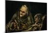 Two Old Men Eating, One of the Black Paintings from the Quinta Del Sordo, Goya's House, 1819-1823-Francisco de Goya-Mounted Giclee Print