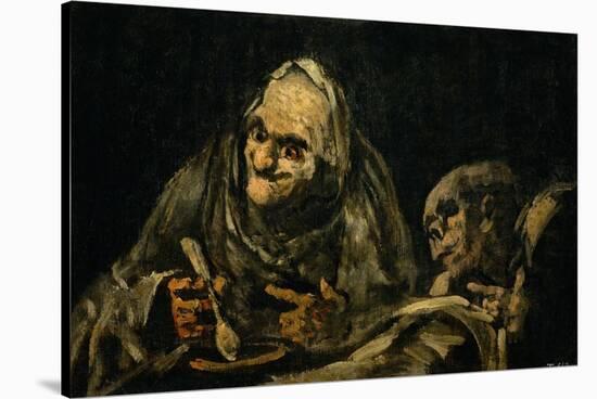 Two Old Men Eating, One of the Black Paintings from the Quinta Del Sordo, Goya's House, 1819-1823-Francisco de Goya-Stretched Canvas