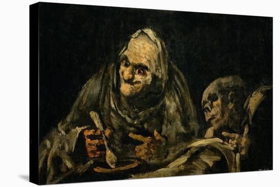 Two Old Men Eating, One of the Black Paintings from the Quinta Del Sordo, Goya's House, 1819-1823-Francisco de Goya-Stretched Canvas