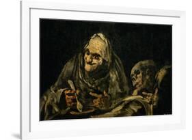 Two Old Men Eating, One of the Black Paintings from the Quinta Del Sordo, Goya's House, 1819-1823-Francisco de Goya-Framed Giclee Print