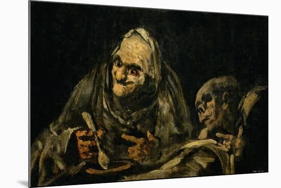 Two Old Men Eating, One of the Black Paintings from the Quinta Del Sordo, Goya's House, 1819-1823-Francisco de Goya-Mounted Giclee Print