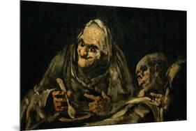 Two Old Men Eating, One of the Black Paintings from the Quinta Del Sordo, Goya's House, 1819-1823-Francisco de Goya-Mounted Giclee Print