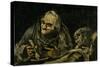 Two Old Men Eating Soup-Francisco de Goya-Stretched Canvas