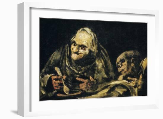 Two Old Men Eating-Francisco de Goya-Framed Art Print