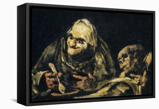 Two Old Men Eating-Francisco de Goya-Framed Stretched Canvas