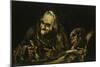 Two Old People Eating Soup 1819 Black Painting 53X85Cm-Francisco de Goya-Mounted Giclee Print