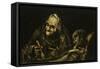 Two Old People Eating Soup 1819 Black Painting 53X85Cm-Francisco de Goya-Framed Stretched Canvas