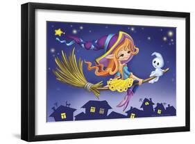 Two on a Broom-Olga And Alexey Drozdov-Framed Giclee Print