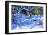 Two on a sledge,The Orchard,Morzine-Andrew Macara-Framed Giclee Print