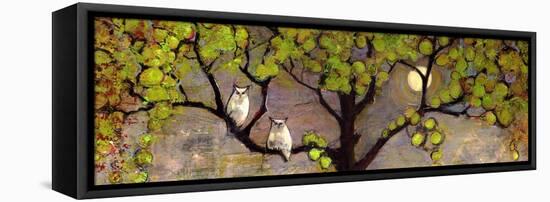 Two Owls in the Moon Light-Blenda Tyvoll-Framed Stretched Canvas