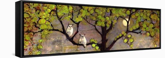 Two Owls in the Moon Light-Blenda Tyvoll-Framed Stretched Canvas