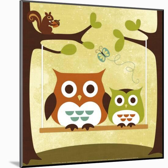 Two Owls on Swing-Nancy Lee-Mounted Art Print