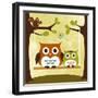 Two Owls on Swing-Nancy Lee-Framed Art Print