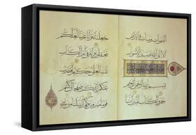 Two Pages from a Koran Manuscript, Illuminated by Mohammad Ebn Aibak-null-Framed Stretched Canvas