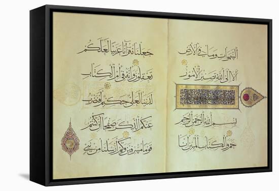 Two Pages from a Koran Manuscript, Illuminated by Mohammad Ebn Aibak-null-Framed Stretched Canvas