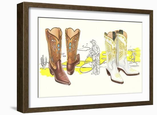 Two Pair of Fancy Cowboy Boots-null-Framed Art Print